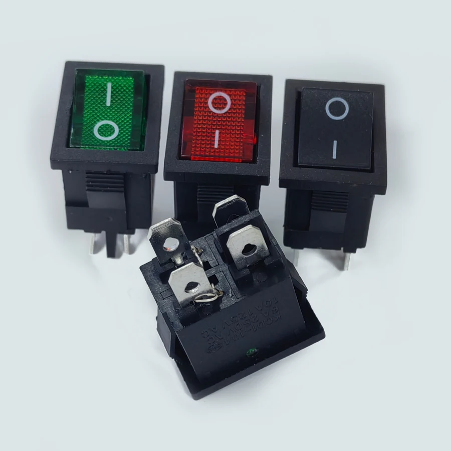 20 Stks/partij KCD1 Power Rocker Boot Switch 4Pin 4P 6A/250V Rood/Groen/Zwart 21*15Mm