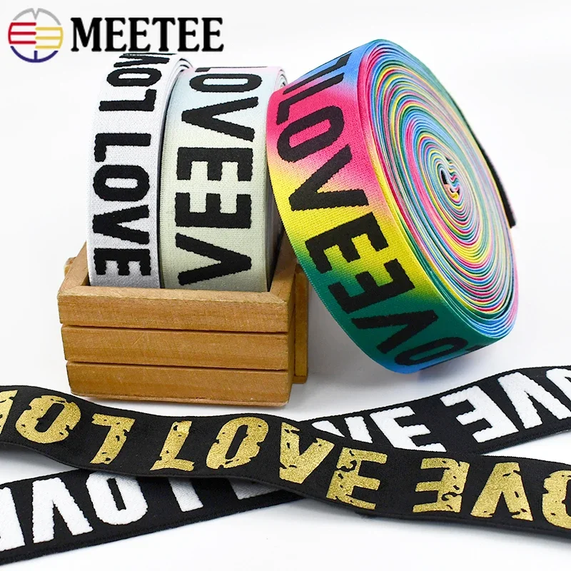 2/5/10Meters Nylon Elastic Band Colorful Love Rubber Bands for Garment Pants Waistband Belt Stretch Tape DIY Sewing Accessories