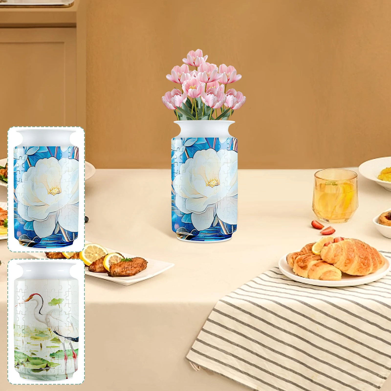 

DIY 3D plastic vase Seamless assembly Arts Puzzle multipurpose Flower arrangement home decoration