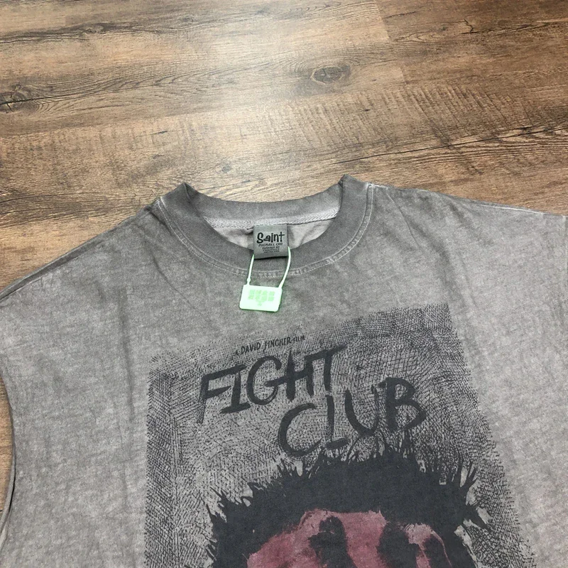 

FIGHT CLUB Men's Vest T-shirt High Quality Casual Washed Men Women Saint Michael Tank Tops Tees