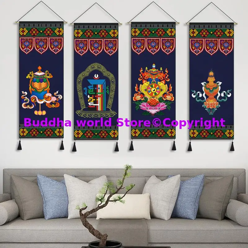 Wholesale Buddhist supplies 2025  HOME Temple altar Wall decor Auspicious blessing Kalachakra Hanging decoration art Ornament