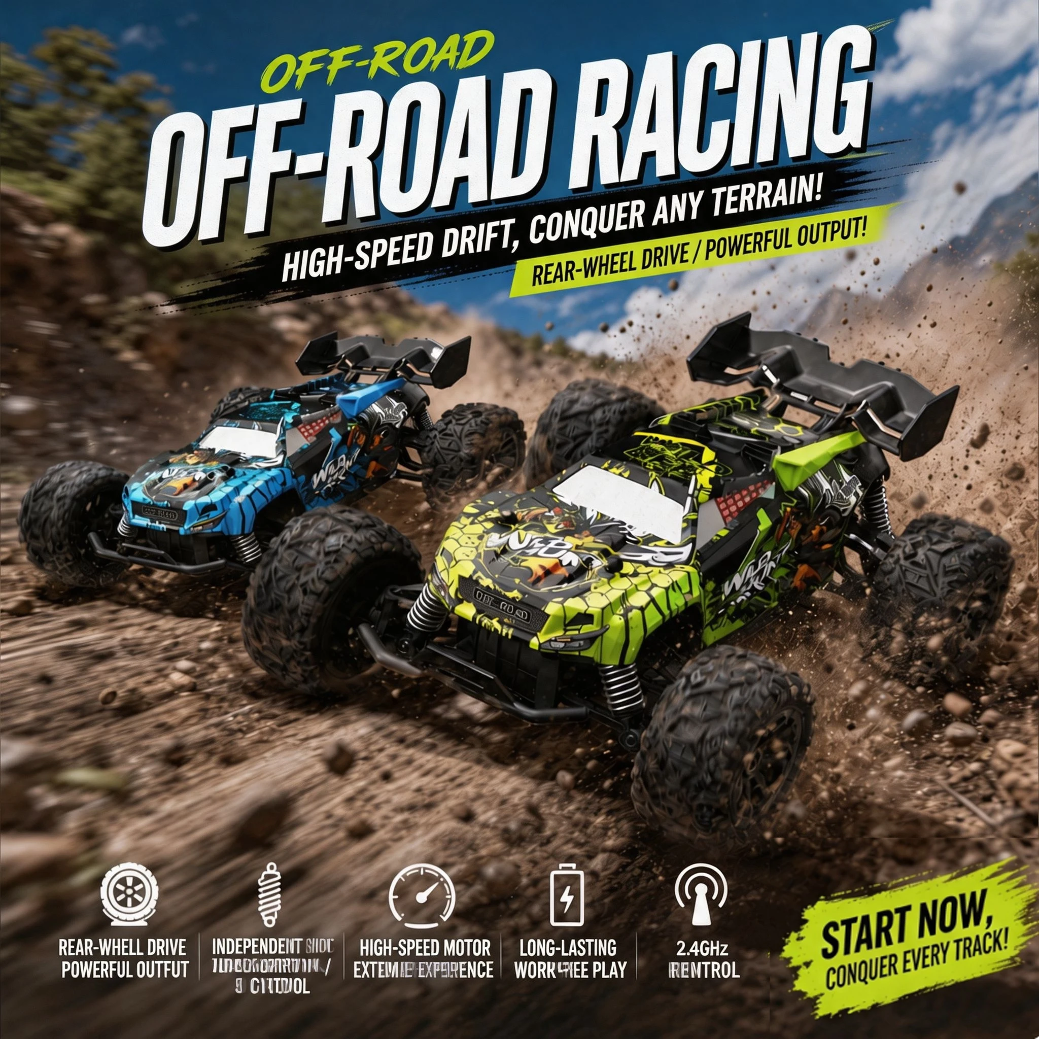 1: 20 Off road Remote Control Vehicle 2.4GRTR High speed Climbing Drift Remote Control Monster Truck Children's Toy