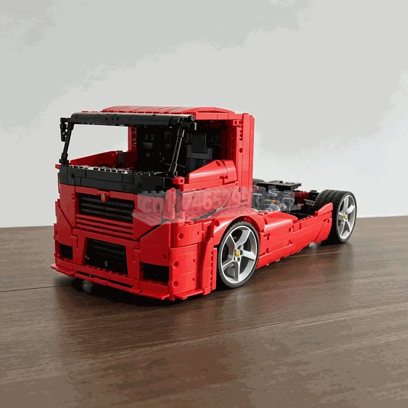 NEW 2278PCS Red Racing Hauler Truck Building Blocks Technical Vehicle Model DIY Assembly Creative Collection Display Toy Gifts
