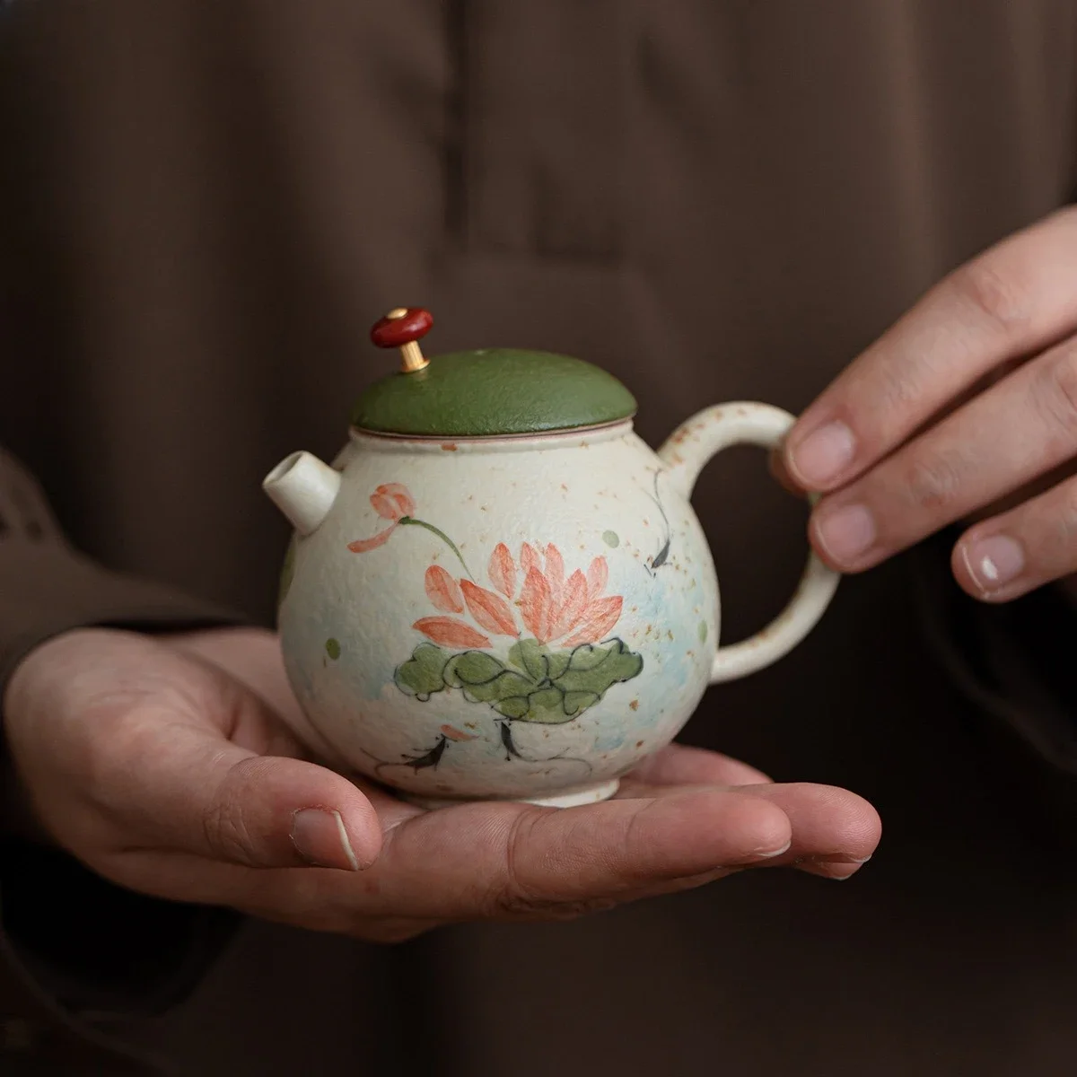 Caramel Glaze Hand-painted Pink Plum Cover Bowl Teapot Teacup Cover Bowl Collection Ceramic Kung Fu TeaSet Underglaze Master Cup