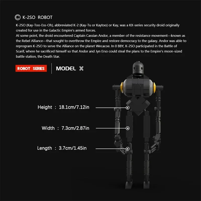 Clássico movimento acessórios K-2SO super combate robor bloco de construção MOC-59025 guerras espaciais rebelde segurança espião mecha modelo crianças brinquedo