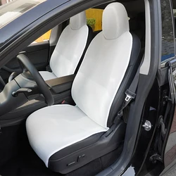 1pc Front Seat Cover For Tesla White Ice Silk Cushion Cover For Summer Breathable Chair Cover Car Accessories