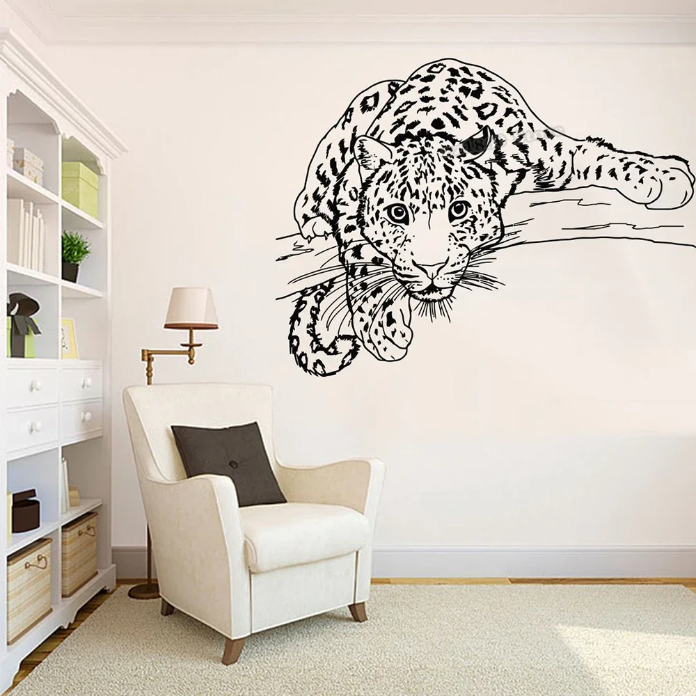 Leopard Vinyl Wall Decals Cheetah Animals Art Wall Stickers Wild Cat Vinyl Sticker Bedroom Decor Nursery Wild Pet Murals B594