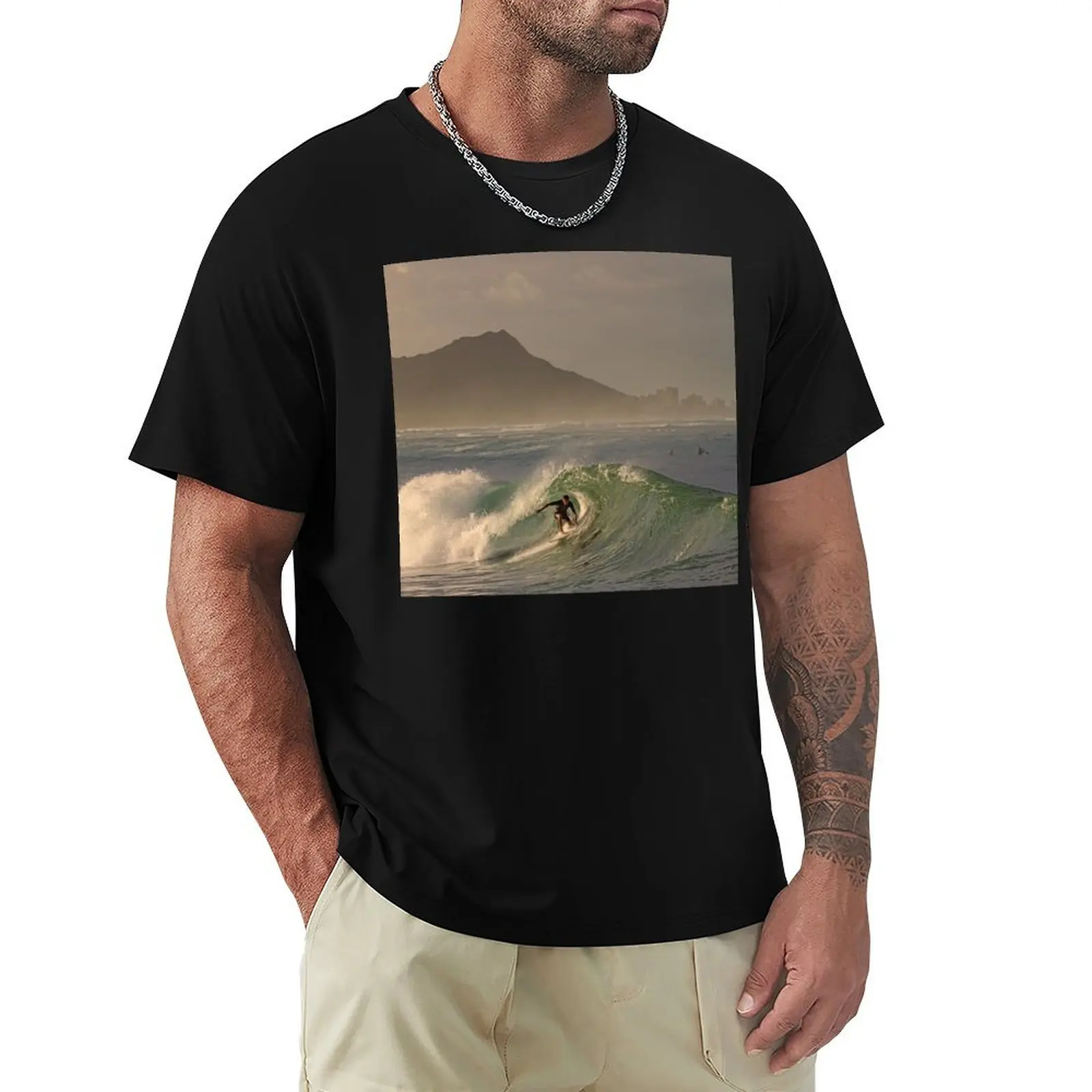 

Surfing At Ala Moana Bowls T-Shirt Art Pattern Printed Casual Top
