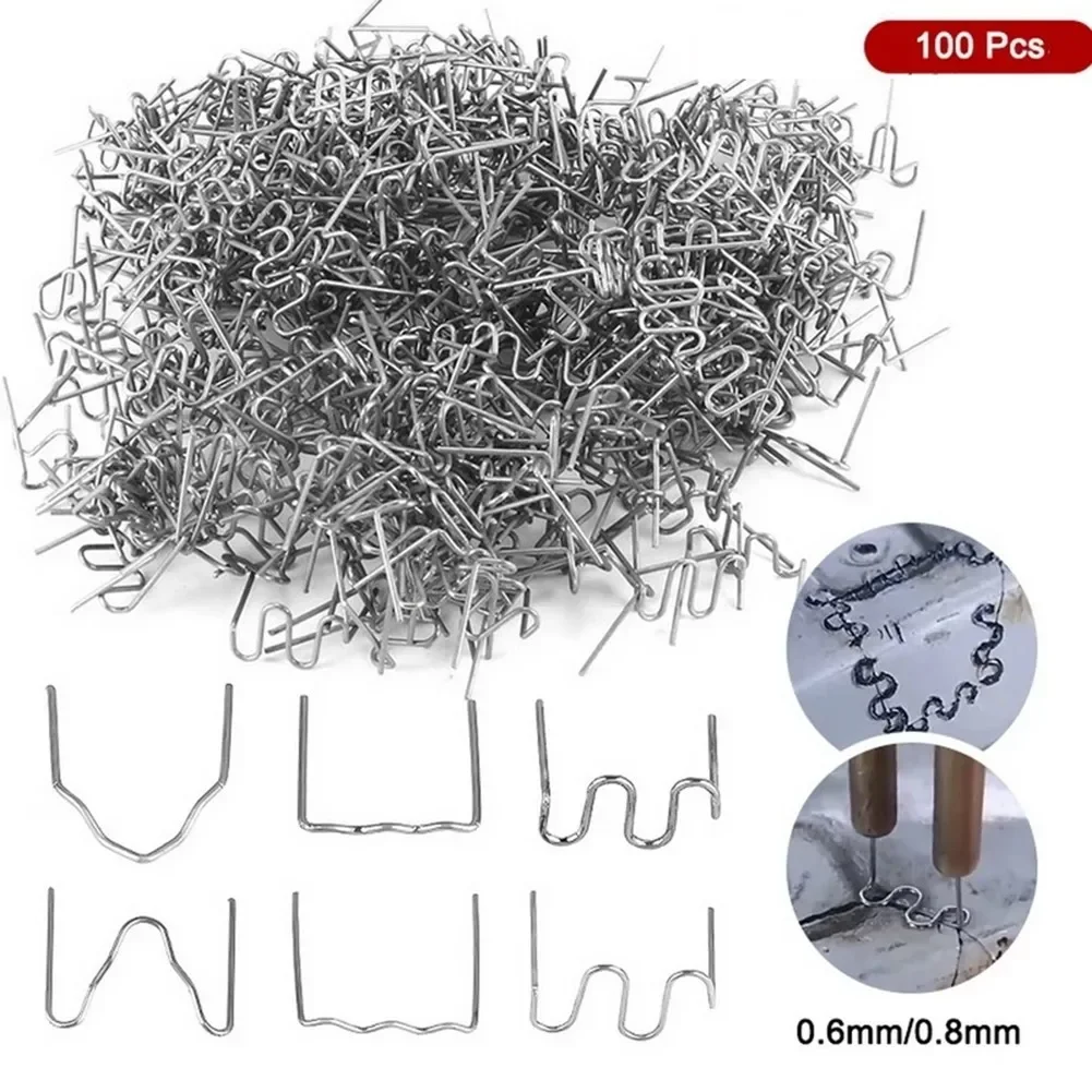 

100PCS 0.6mm 0.8mm Flat Wave Corner Hot Stapler Staples For Car Bumper Plastic Welder Automotive Repair Kit Welding Wires