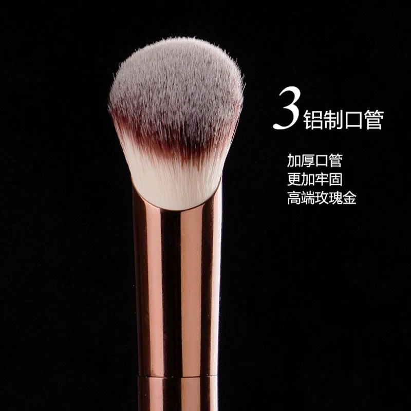 Hourglass Wool Fiber Makeup Brushes Metal Handle Long Handle Oblique Foundation Makeup Brush Concealer Brush Female Makeup Tools