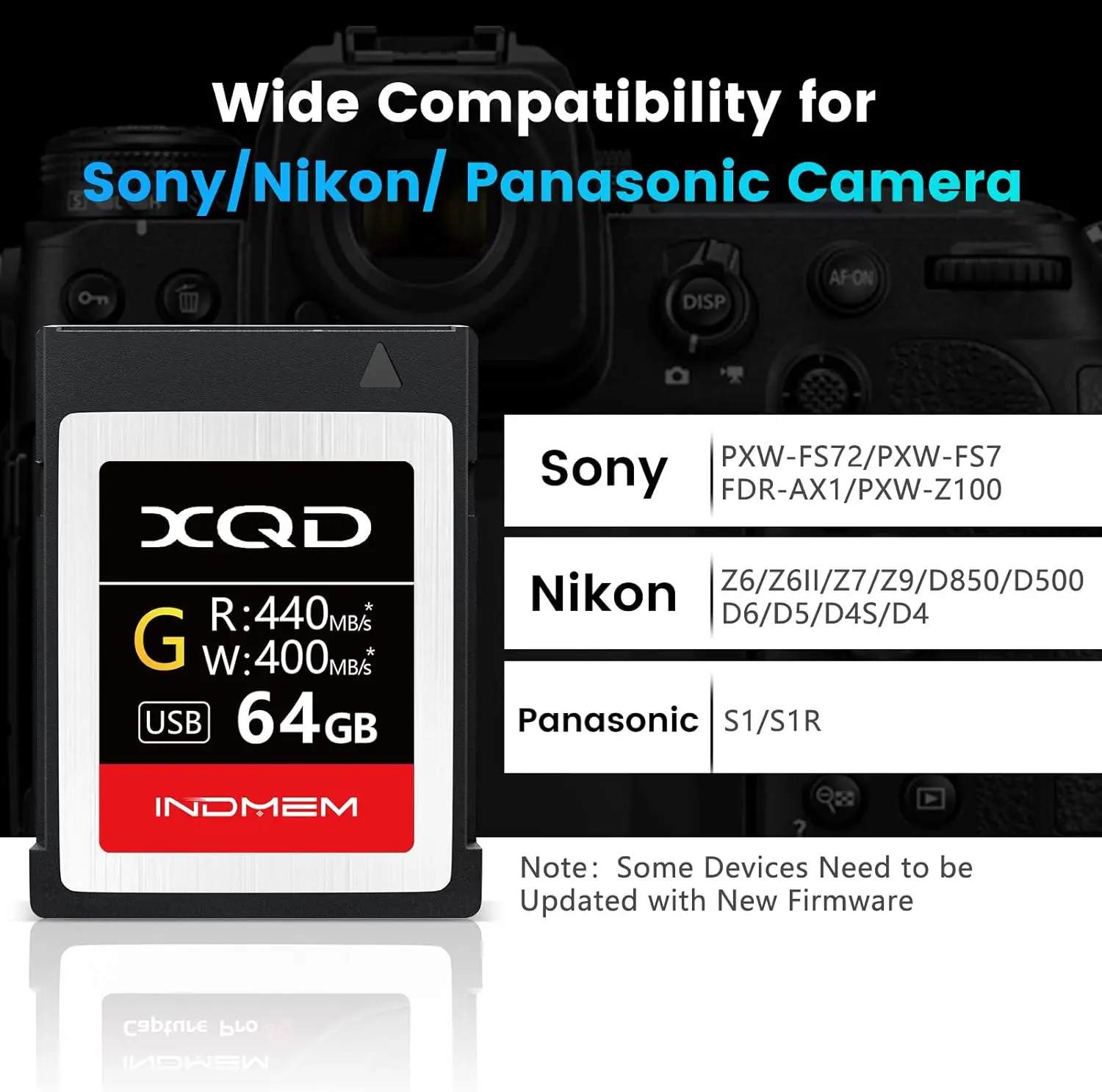 64GB XQD Memory Card, 440MB/s Read, 400MB/s Write, High Speed G Series