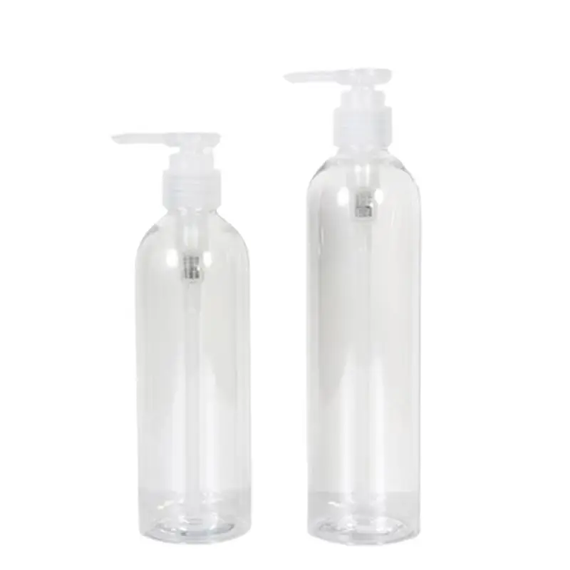 

15Pcs Plastic Bottle 250ML 300ML Empty Clear Round Shoulder PET White Lotion Press Pump Refillable Cosmetic Packaging Containers