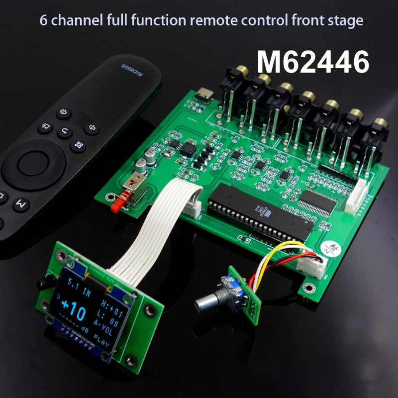 M62446 Tuning Board 6-channel Fully Independent Remote OLED Display Front Stage 5.1 Audio Amplifier Module