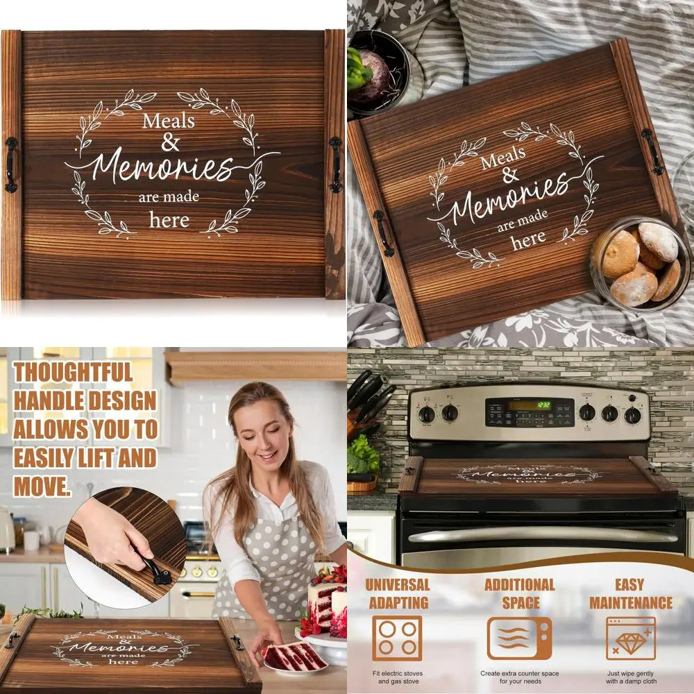 

Деревянная доска для лапши с ручками, 27.5x21.6, для использования на плите или в качестве подставки под раковину, экономия места на кухонной столешнице (стиль Warm)