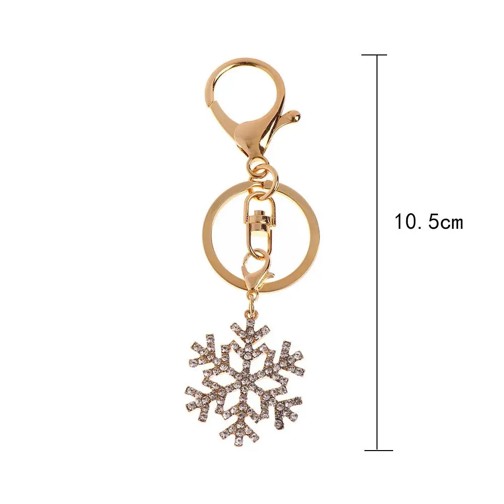 New Arrival Trendy Hot Gold-color for Woman Ladies Christmas Gift Key Ring Snowflake Keychain Jewelry Pendant