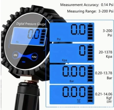 Vehicle Tire Inflator Accessory Dual Forged Air Chuck Pressure Gauge 1/4 NPT Connector for Car Lorry Bus