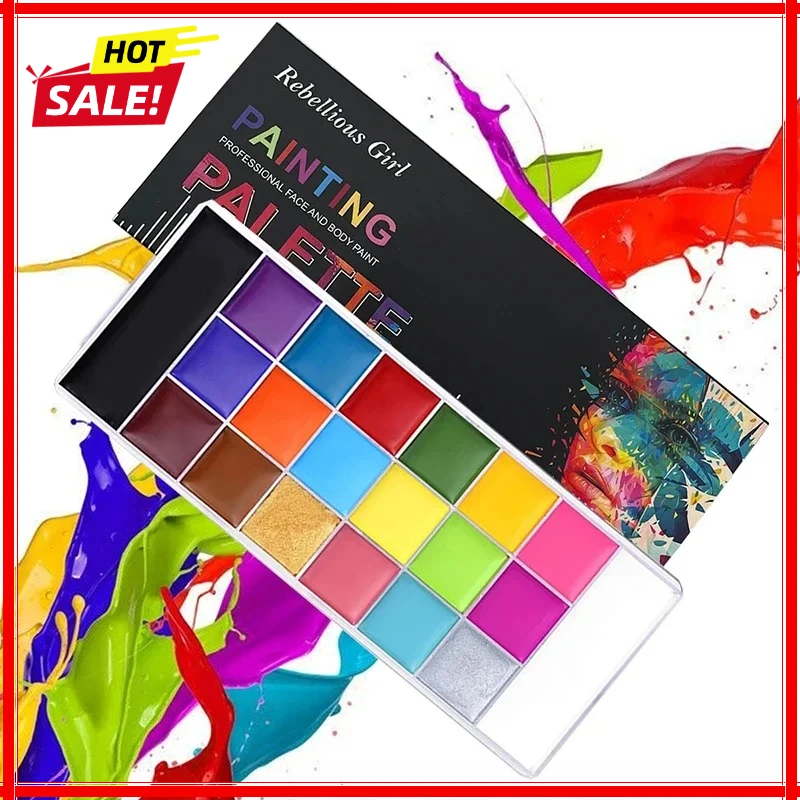 Set de Pintura para Niños y Adultos de 20 Colores, Maquillaje para Fiestas de Halloween, Disfraces, Paleta de Belleza, Pintura Corporal y Facial al Óleo con Pincel