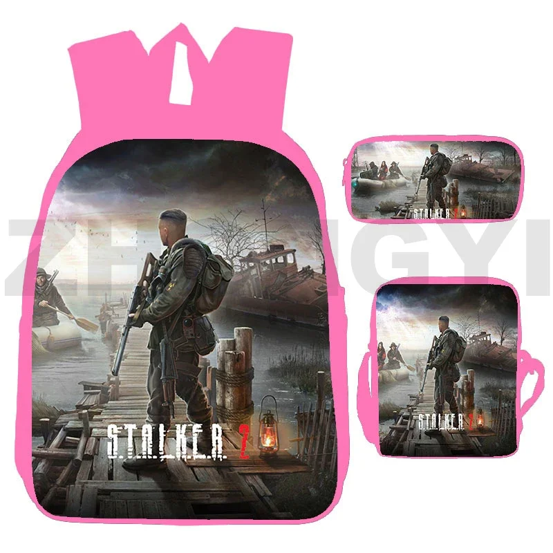 3D Print Shooting S.T.A.L.K.E.R. 2 Heart of Backpack College Kindergarten Daily Canvas Schoolbag Fashion Female Office Supplies