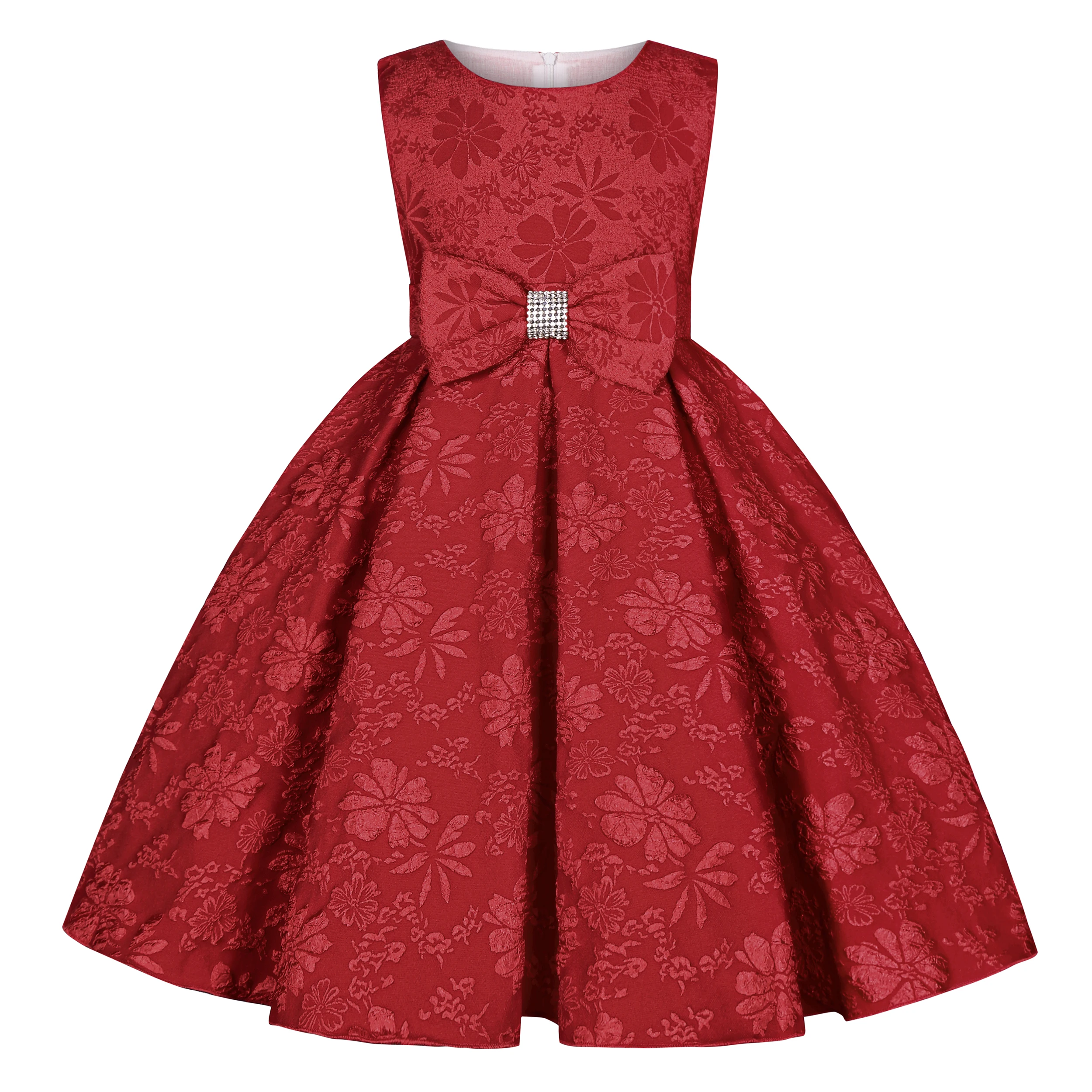 Cross-border summer new girls' princess dress Children's sleeveless bow sequin Pompadour runway show clothing