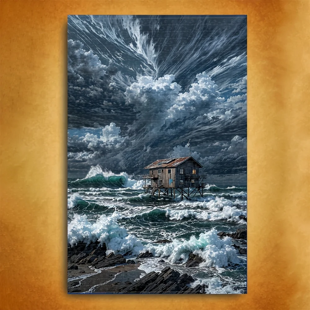

500/1000/1200/2000PCS Paper Puzzles Sea Storm Cabin Jigsaw DIY Modern Home Decor Family Game Toys Family Interactive Gift