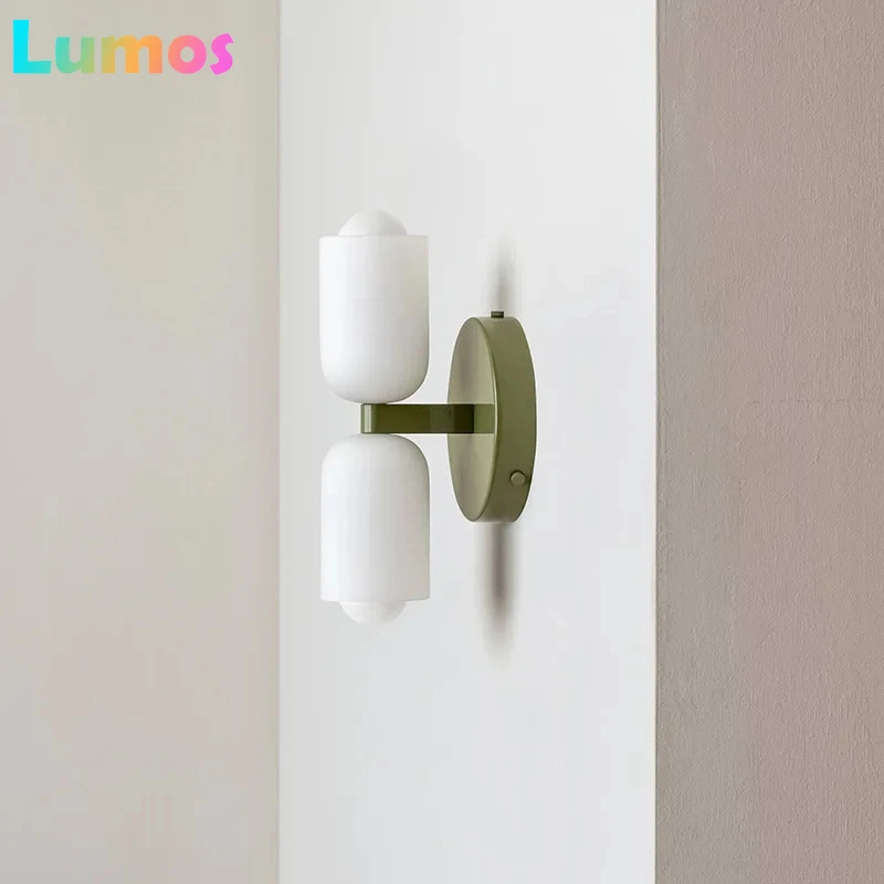 

PD French Cream Wind Lamp Double Headed Bedroom Living Room High Grade Medieval Staircase Design Modern Glass Wall Light
