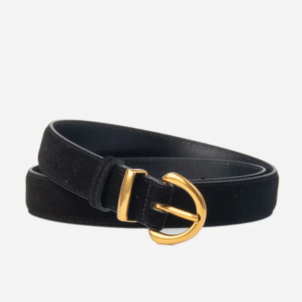 

Women Luxury Design Suede Leather Belt Casual Trendy Pin Buckle Waistband Versatile Trouser Dress Belts