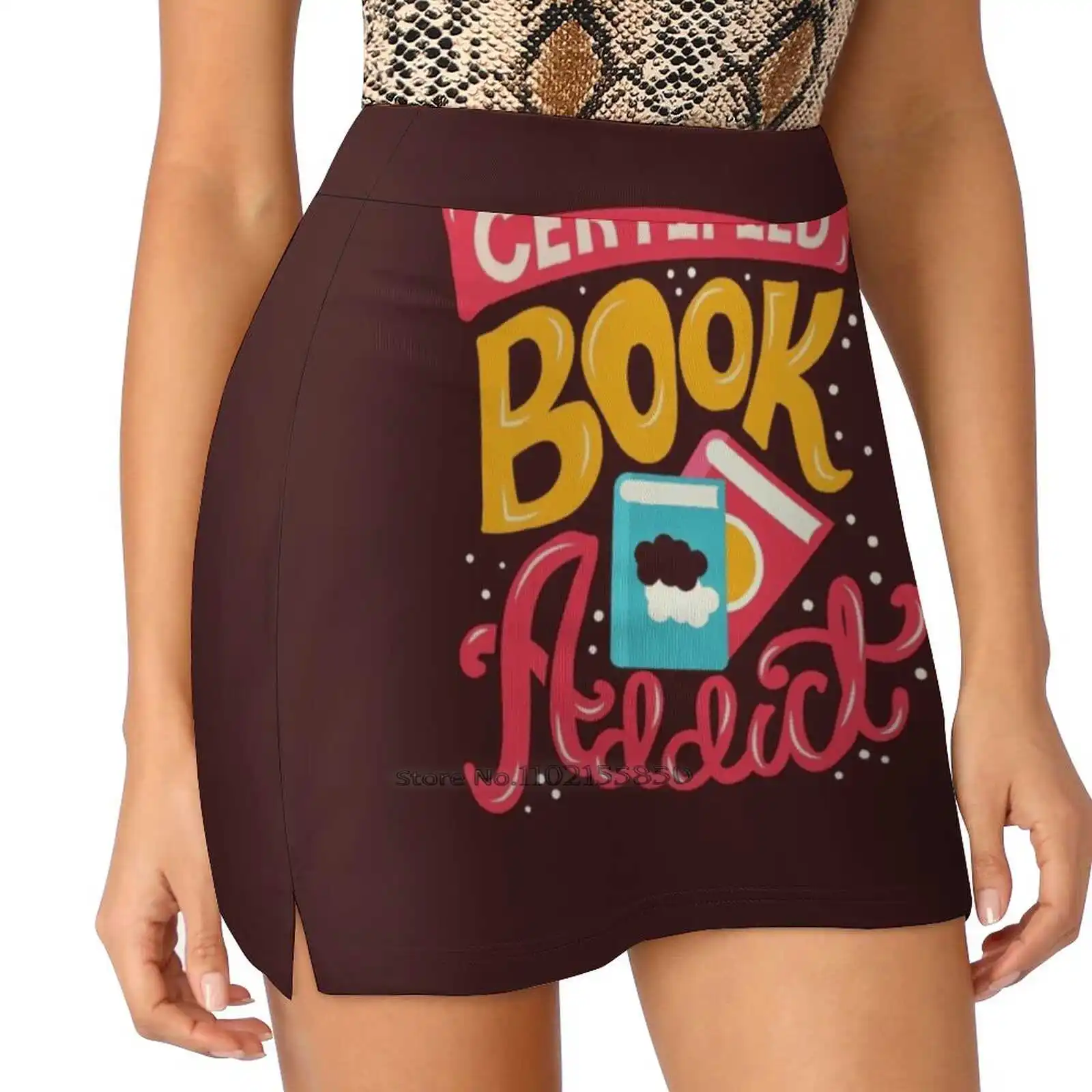 Certified Book Addict Women Sports Skirt Tennis Golf Dance Fitness Running Yoga Skirts Lettering Hand Lettering Books Reading