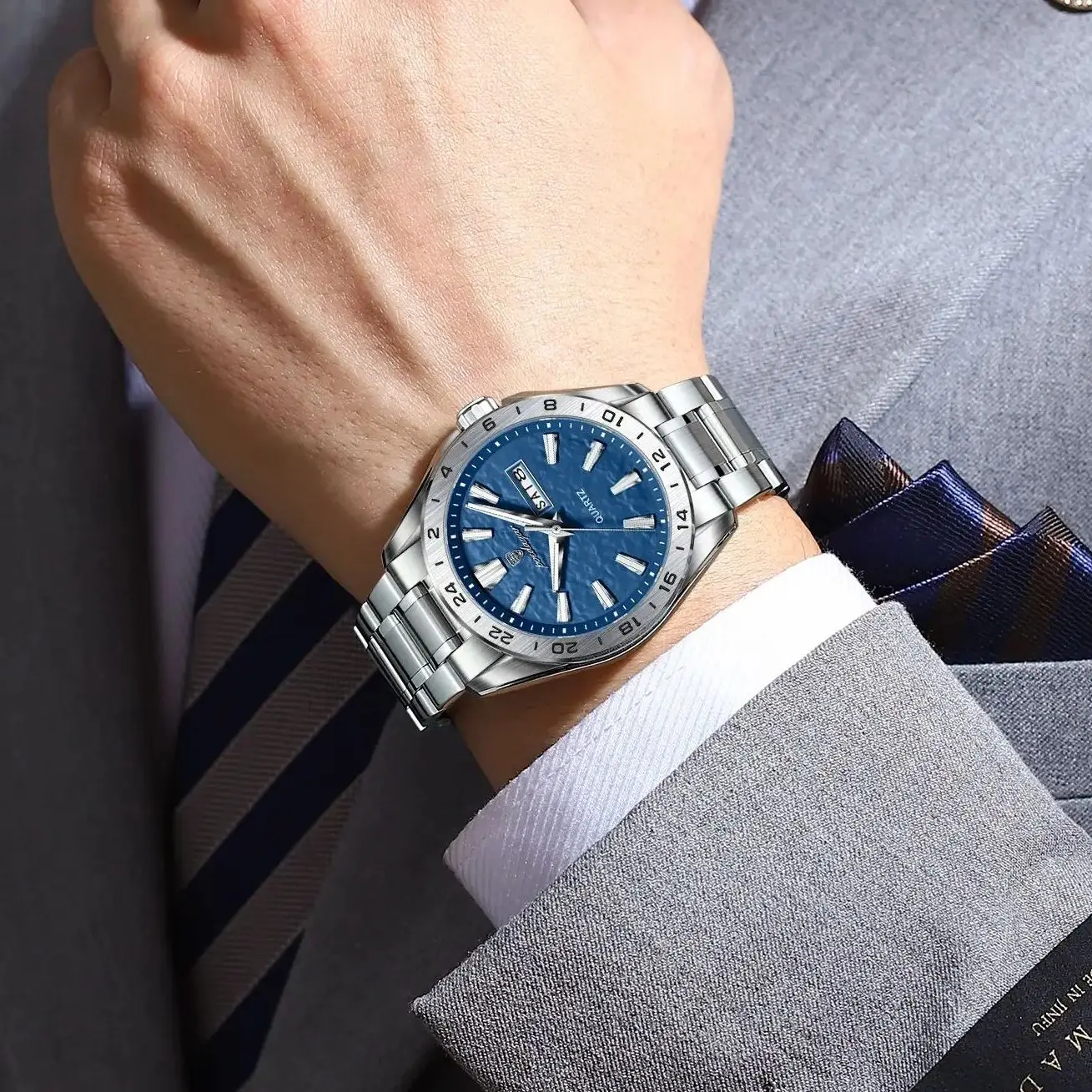 POEDAGAR الرياضة الفاخرة رجل ساعة اليد عالية الجودة مقاوم للماء ساعة مضيئة للرجال موضة تاريخ الأسبوع كوارتز ساعات رجالية Reloj #6