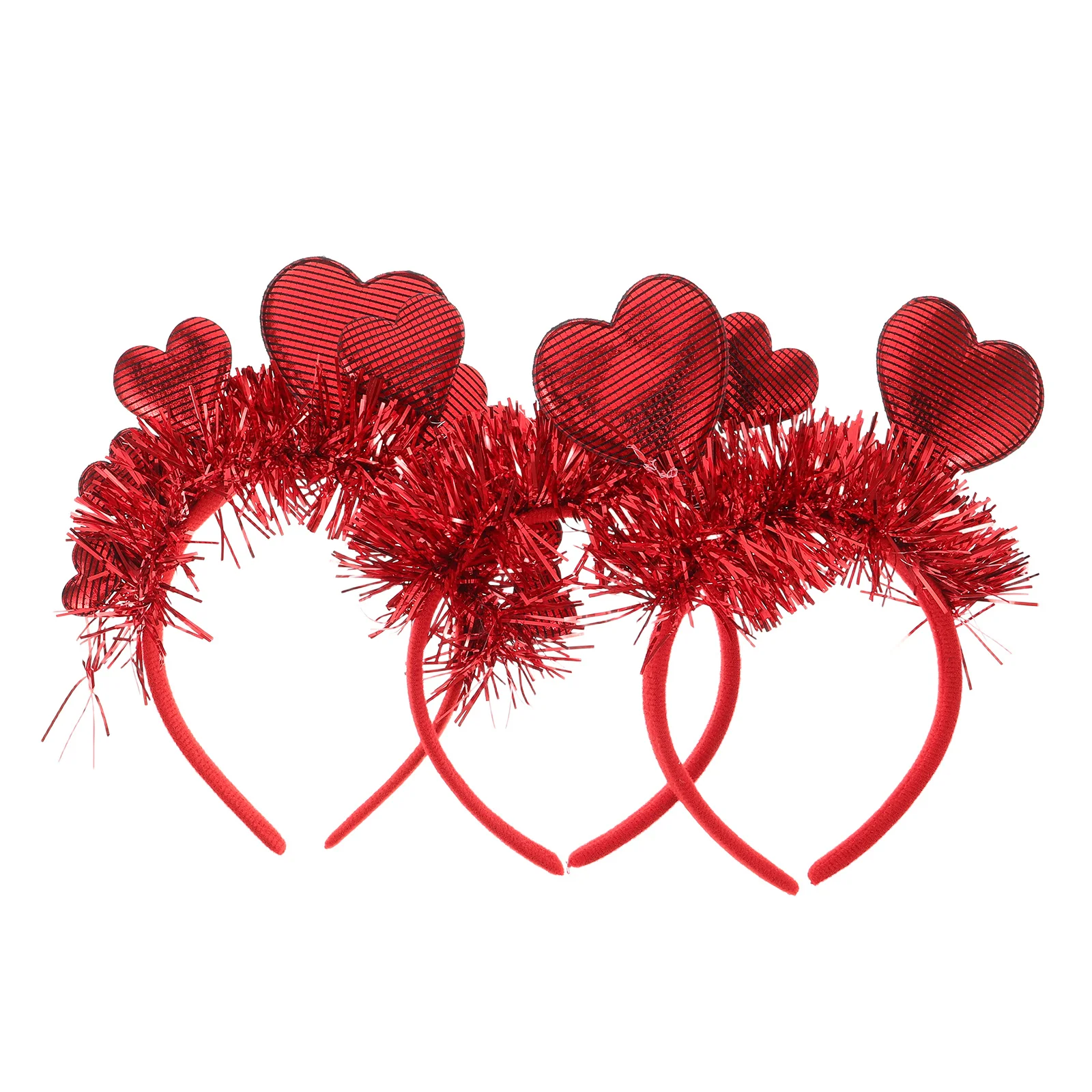 Bandeau en forme de cœur à paillettes rouges pour la saint-valentin, 3 pièces, cerceau pour cheveux, coiffure à paillettes, Costume de fête, mariage, anniversaire, événement