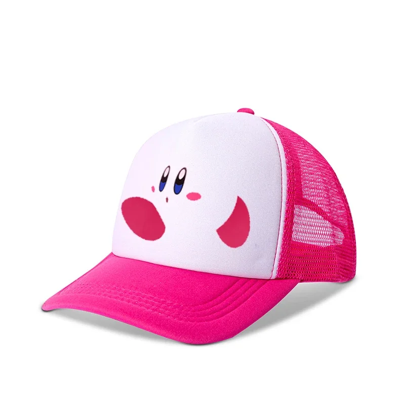 Kirbys Baseball Cap New Anime Kawaii Neckerchief Sun Hat Summer Outdoor Sport Breathable Mesh Sunbonnet Kids Adult Headgear Gift