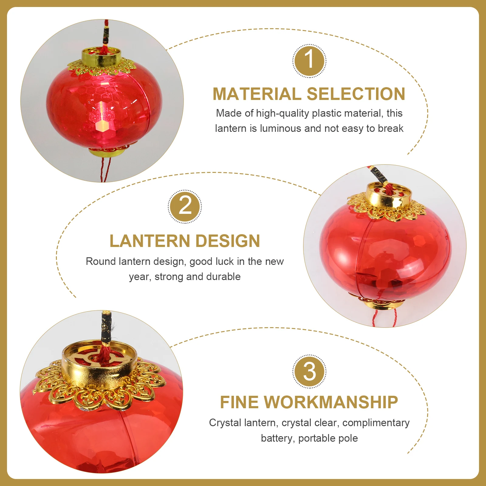 

6 Pcs Glowing Crystal Lantern Red Spring Festival Decor New Year Portable Lightweight Projector H held Chinese Festive
