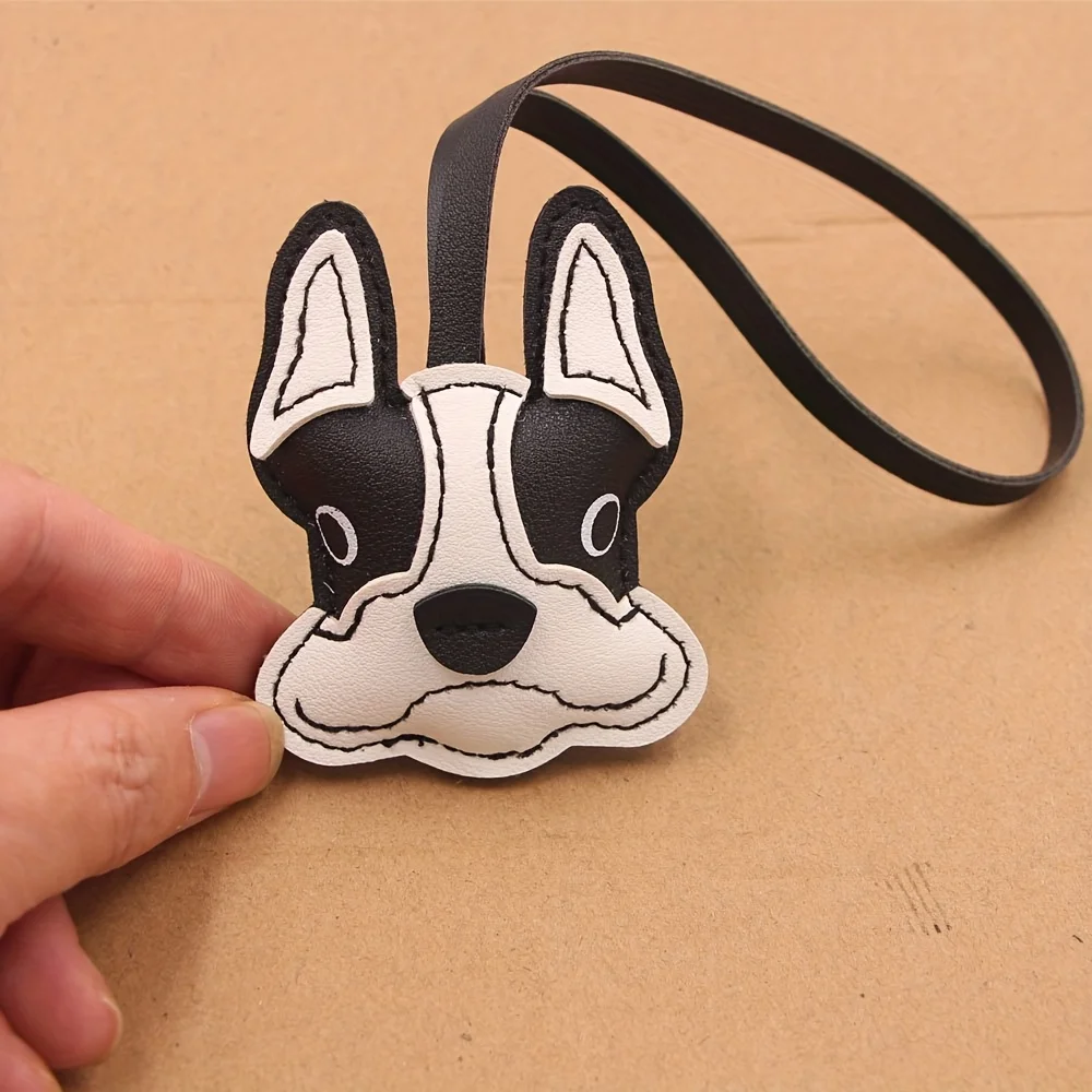 Thickened leather trendy French Bulldog multi-layered bulldog leather bag charm car fashion accessory pendant