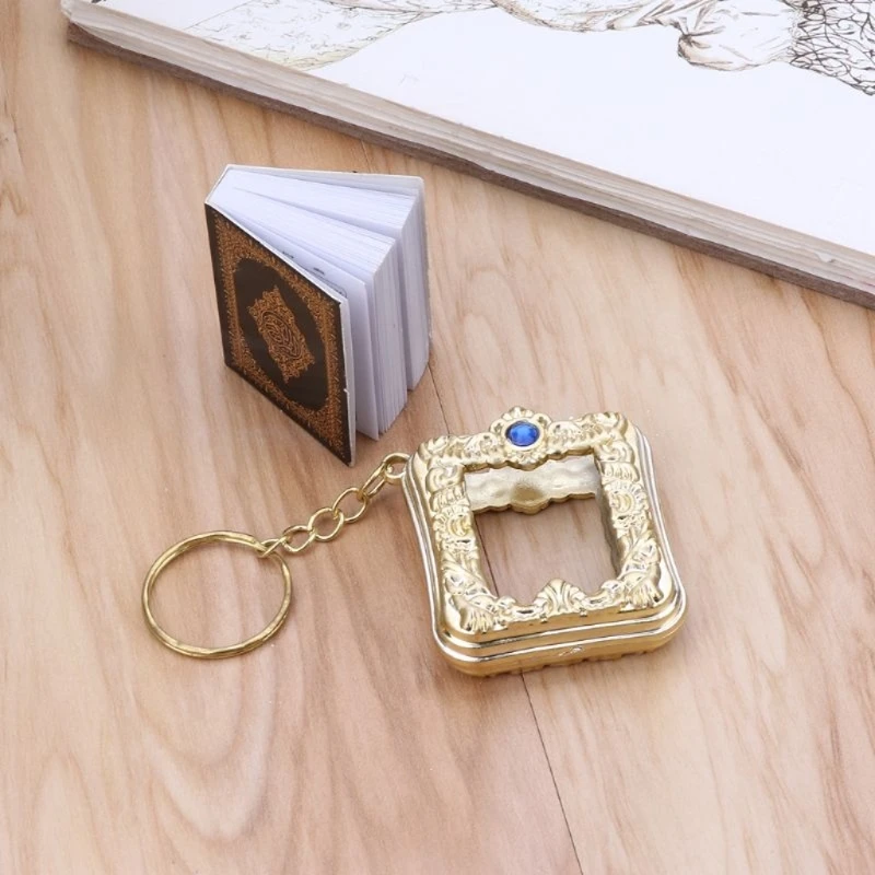 Fast Reach Exquisite Arabic the Koran Keychain for Creative Book Real Paper Can Read Mini Ark Quran Keyring Car for Key Ring