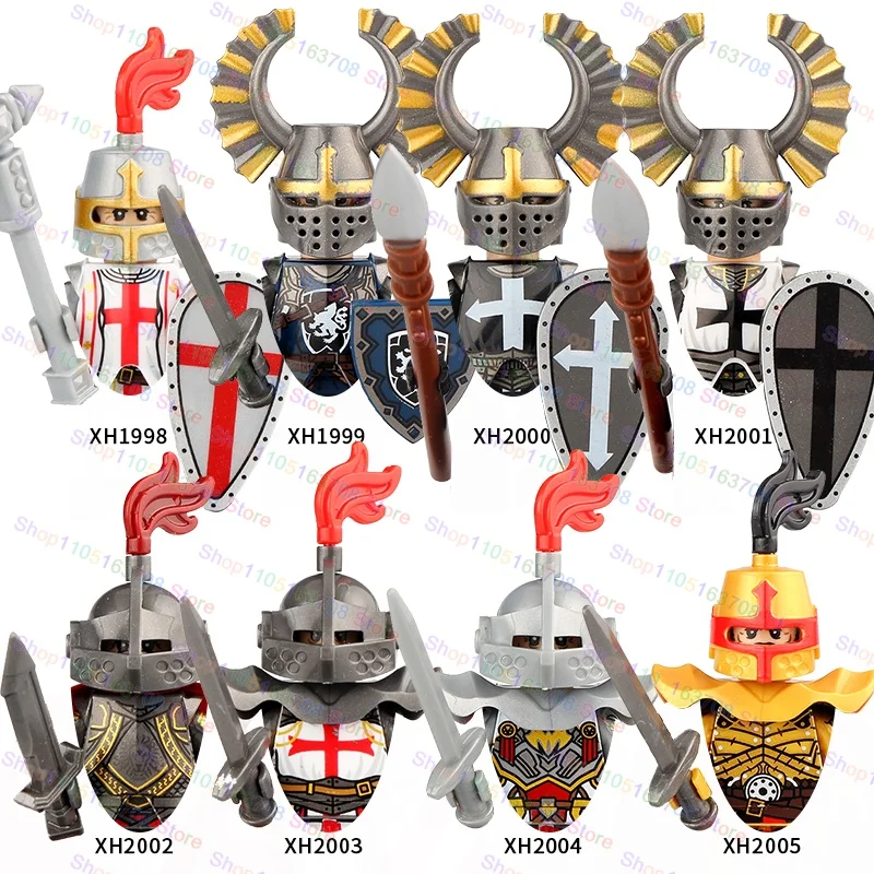 G0128 Moc Caballeros medievales de centurión romana guerra militar soldado cascos escudos figuras muñecas bloques de construcción regalos Juguetes