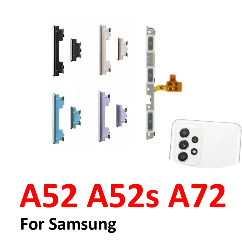Phone Power Volume Button For Samsung Galaxy A52 A52s A72 LTE 5G New On Off Up Down External Key Internal Flex Cable Parts