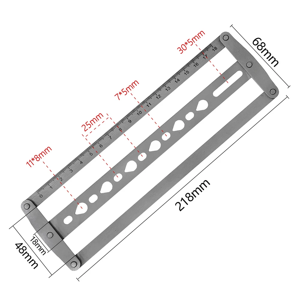 1Pc Stainless Steel Belt Center Positioning Ruler Template DIY Belt Shoulder Strap Center Holes Punching Leather-craft Tools