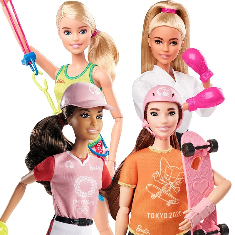 Muñecas Barbie originales, carrera deportiva, buceo, gimnasia, movimiento articulado, muñeca Bjd, escalada, atleta, juguetes para niñas, jugador de Karate y Softball