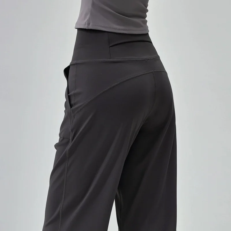 

Wide Leg Yoga Pants High Waisted Tummy Control Lounge Trousers Booty Lift Flowy Pilates Athletic Activewear with Back Pocket