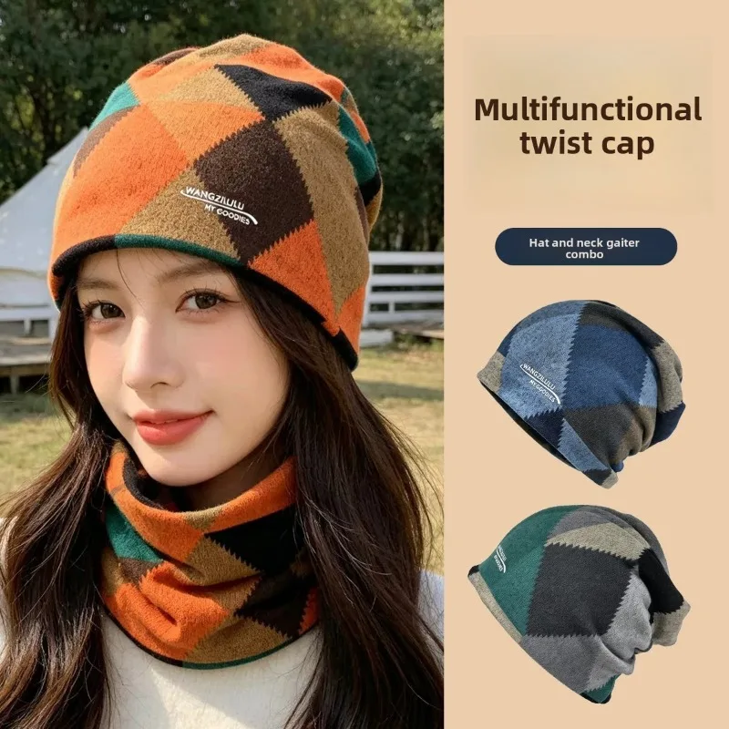 Stacking Hat Men Women Autumn Winter Thin Pullover Beanie Baotou Cold Hat Big Head Circumference Warm Elastic Soft Outdoor