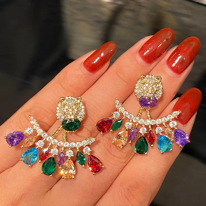 

New Color Zircon Temperament Light Luxury Exquisite Earrings