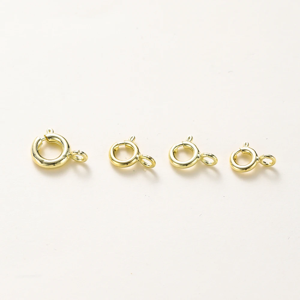 10PCS 18K Gold Plated Round Spring Brass Buckles Bracele Connectors Clasps Hook For DIY Jewelry  Necklace Chain Bulk Findings
