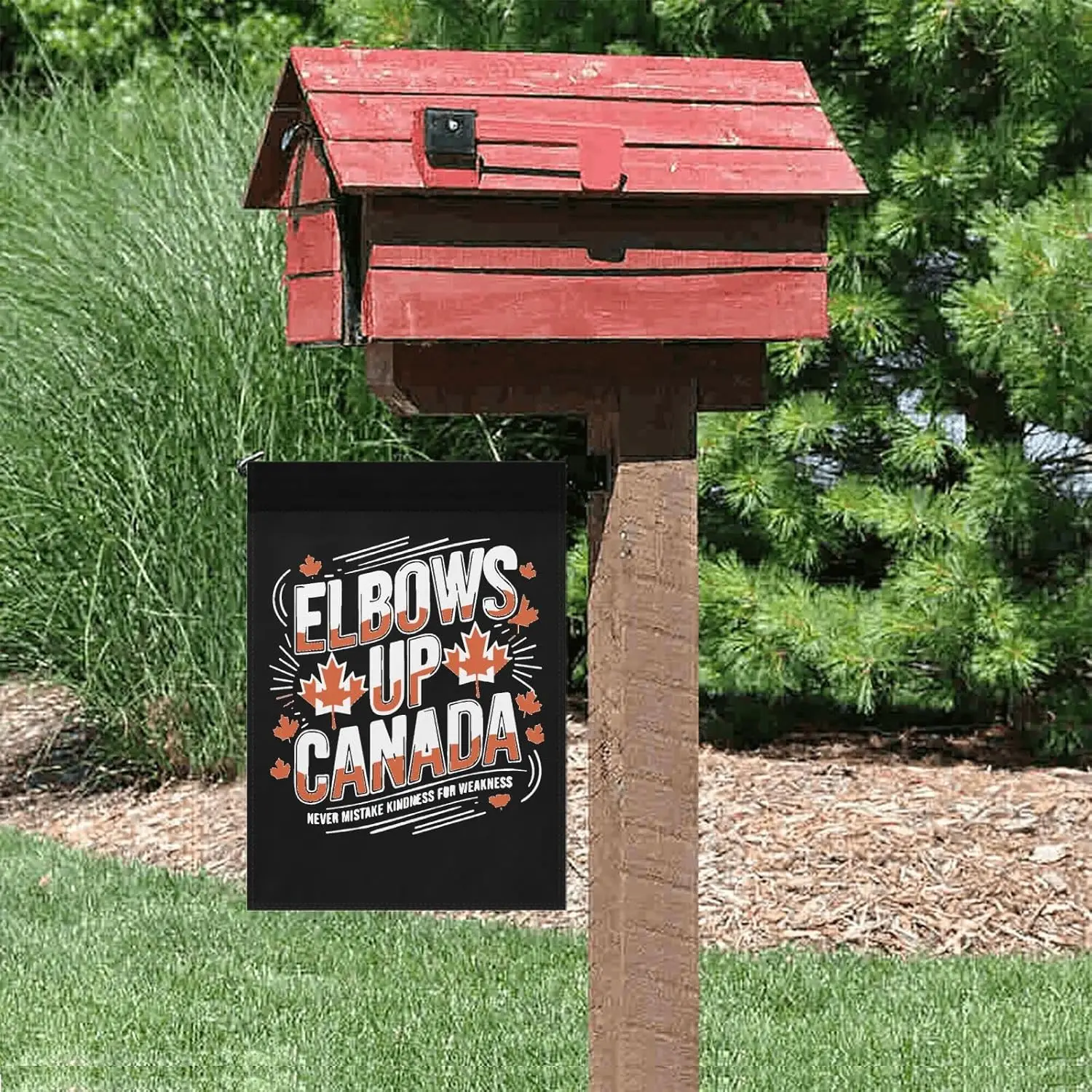 Elbows Up Canada Never Mistakess Kindnesss For Weakness Outdoor Flag 12x18 Double Sided Unique Outdoor Flags Outside Yard De LLX