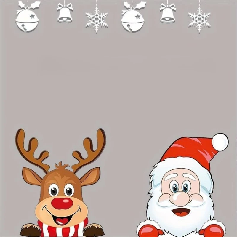 ملصقات سيارة عيد ميلاد سعيد مقاومة للماء سانتا كلوز وديكورات نافذة الرنة مناسبة لملصقات كمبيوتر السيارة قطعة واحدة #5