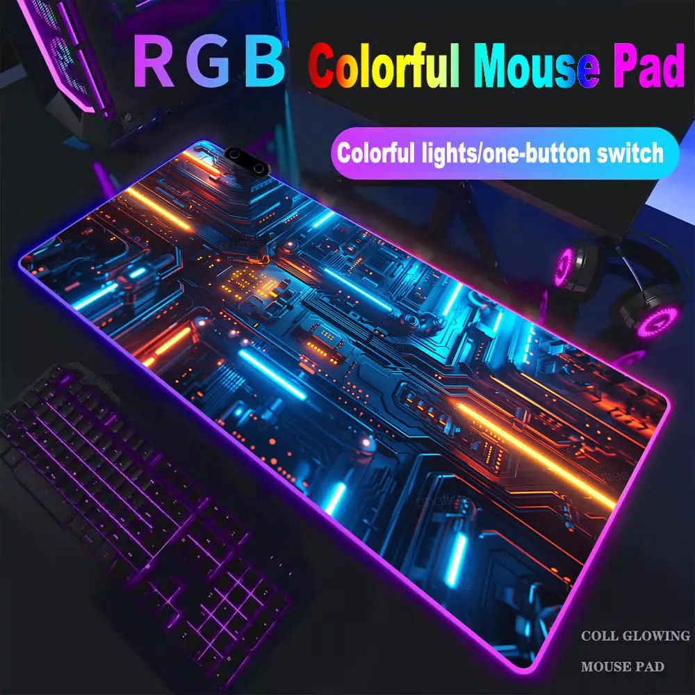 

Cyberpunk Mechanical Aesthetics Mouse Pad High-end E-sports Mouse Pad RGB Mouse Pad LED Pc Large Gamer Luminous Desk Mat