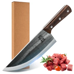 Boning Knife Butcher Knife For Meat Cutting Hand Forged High Carbon Steel Butcher Knife For BBQ Home Kitchen Cooking Camping