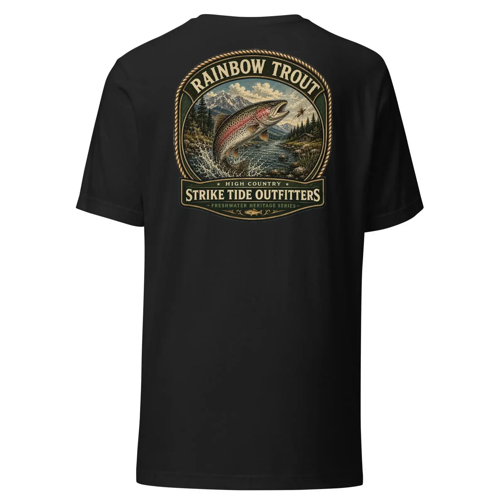 Strike Tide Outfitters Rainbow Trout Fishing T Shirt Freshwater Heritage Vintage Angler for Bass Fisherman vintage Washed