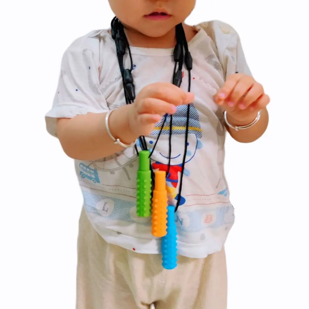 Creative Silicone Kids Teether Necklace Pacifier Pendant Baby Care Teething Toys Chewy Pendant for Autism ADHD Biting