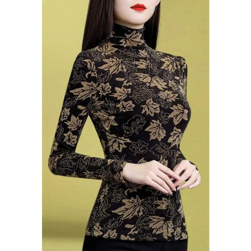 

Women's Thickened Velvet Turtleneck Bottoming Long-sleeved Autumn and Winter Korean Style Warm Top