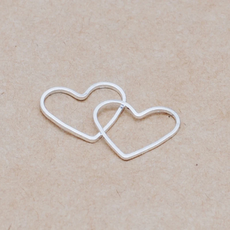 50pcs/Lot 15x18MM Rhodium Gold Color Brass Heart Shape Closed Rings Diy Jewelry Finding Connectors Accessories