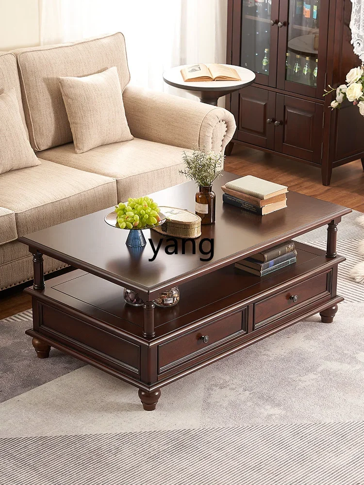 LTT retro solid wood coffee table living room home simple living room tea table